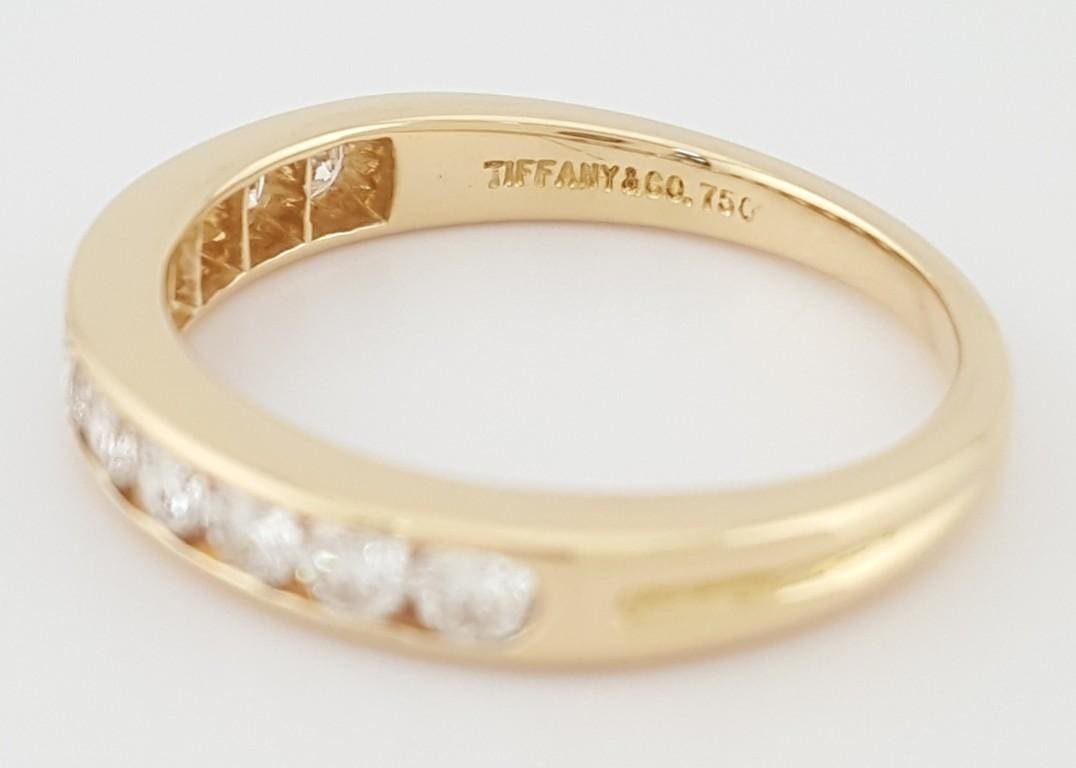 Tiffany & Co Half Circle Diamond Channel Set Wedding Band 18K Gold 3mm 0.5 ct