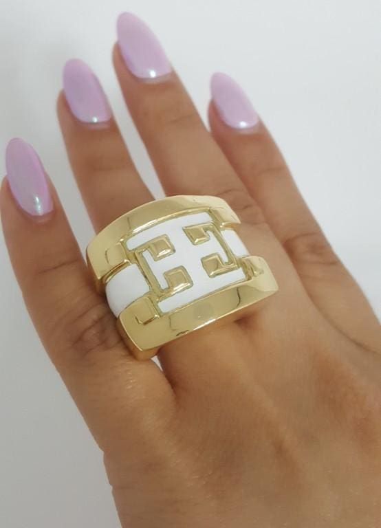 Vintage David Webb Enamel 18K Yellow Gold Statement Ring 31.6 Grams