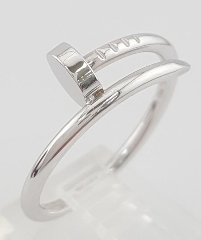 Cartier Juste Un Clou 18k White Gold Small Model Ring Sz 55 US 7.25 Rtl $1,580