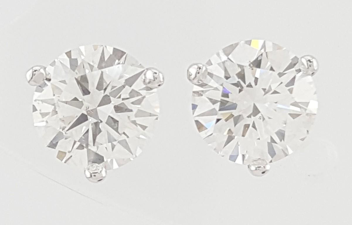 Natural Round Brilliant Cut Diamond Stud Earrings 1.44 ct 14k WG GIA Rtl $6.3K