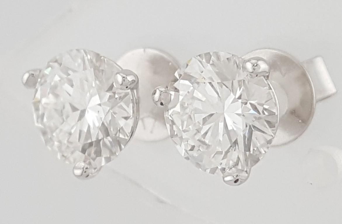 Natural Round Brilliant Cut Diamond Stud Earrings 1.44 ct 14k WG GIA Rtl $6.3K