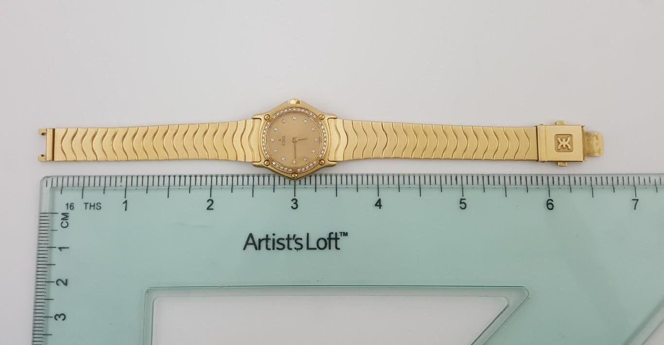Ebel Classic Wave Ladies Solid 18k Yellow Gold Diamond Quartz Watch 57 Grams