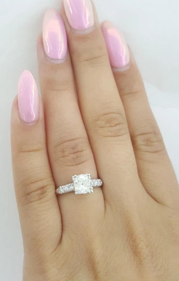 Antique Old Mine Cut Diamond Engagement Ring 1.07 ct Palladium & Platinum