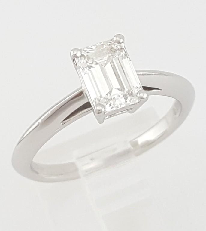 Tiffany & Co Emerald Diamond Solitaire Engagement Ring 1.01 ct Plat Rtl $13,800