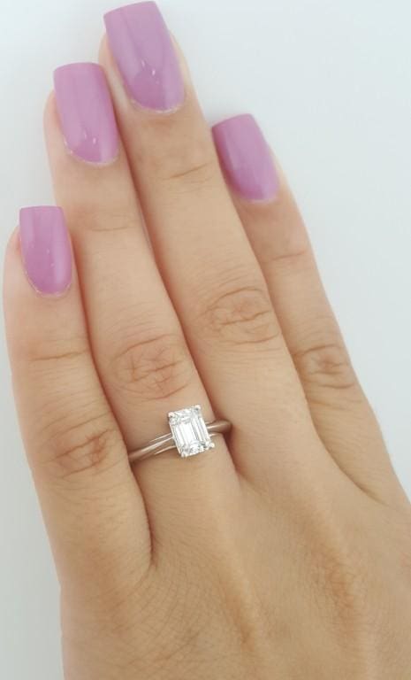 Tiffany & Co Emerald Diamond Solitaire Engagement Ring 1.01 ct Plat Rtl $13,800
