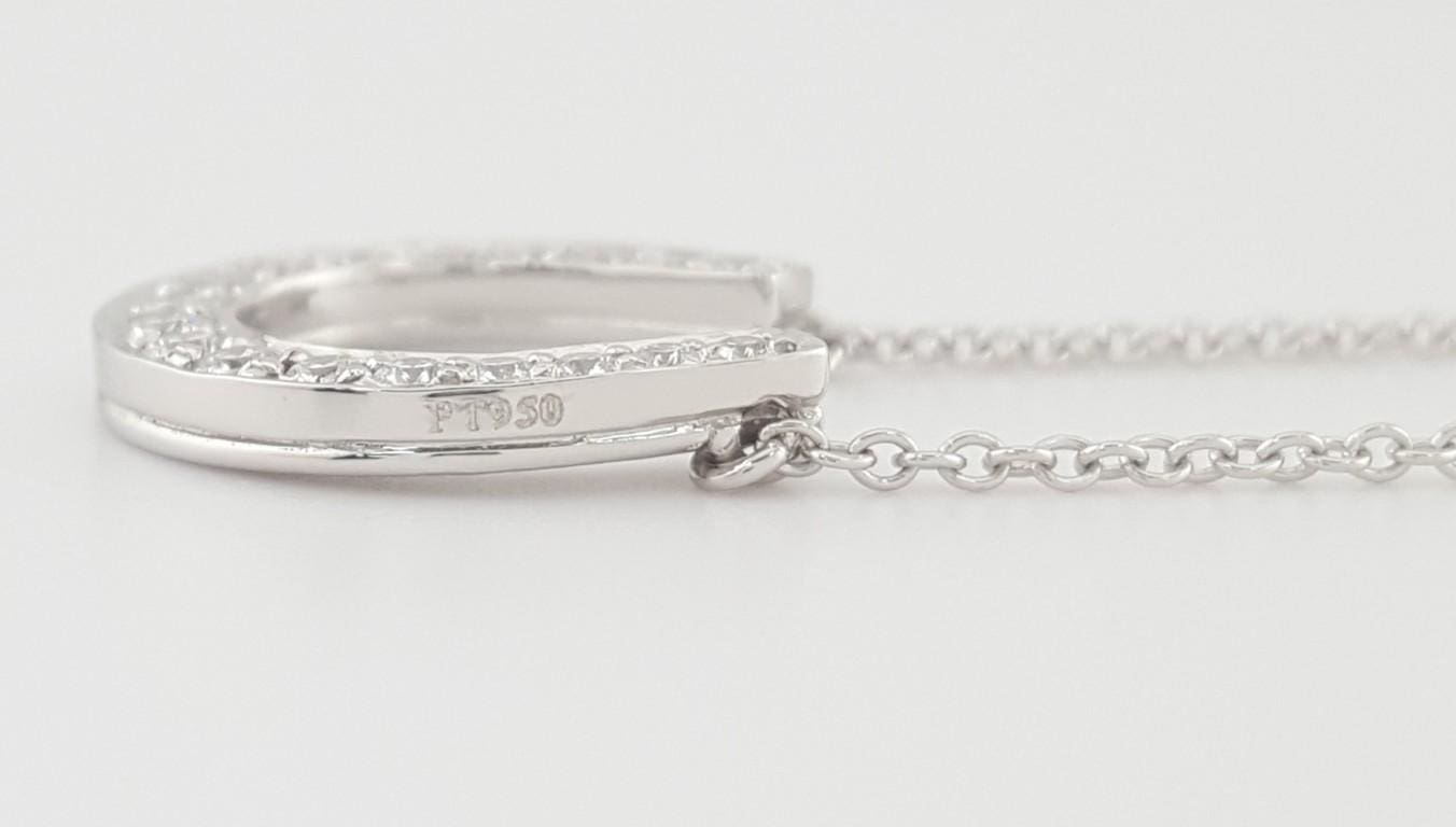 Tiffany & Co Diamond Horseshoe Pendant Necklace 0.2 ct Platinum 16"