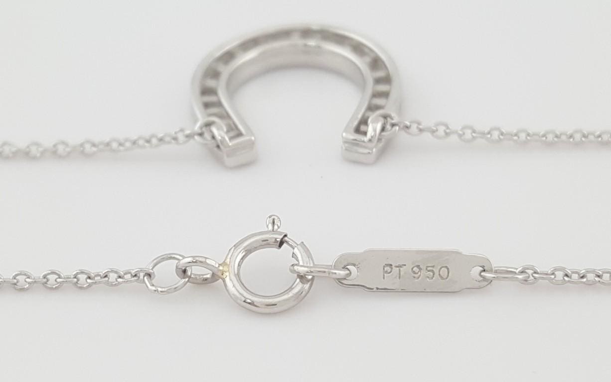 Tiffany & Co Diamond Horseshoe Pendant Necklace 0.2 ct Platinum 16"