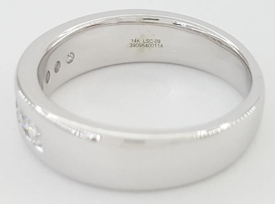 Leo Channel Set Round Diamond Wedding Anniversary Band 6mm 14k White Gold 0.42ct