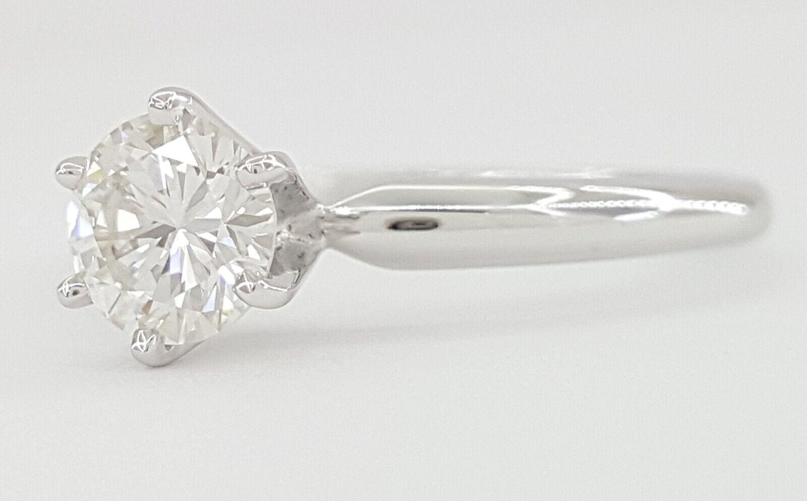 Round Brilliant Diamond Solitaire Engagement Ring 14k White Gold 0.6 ct GIA