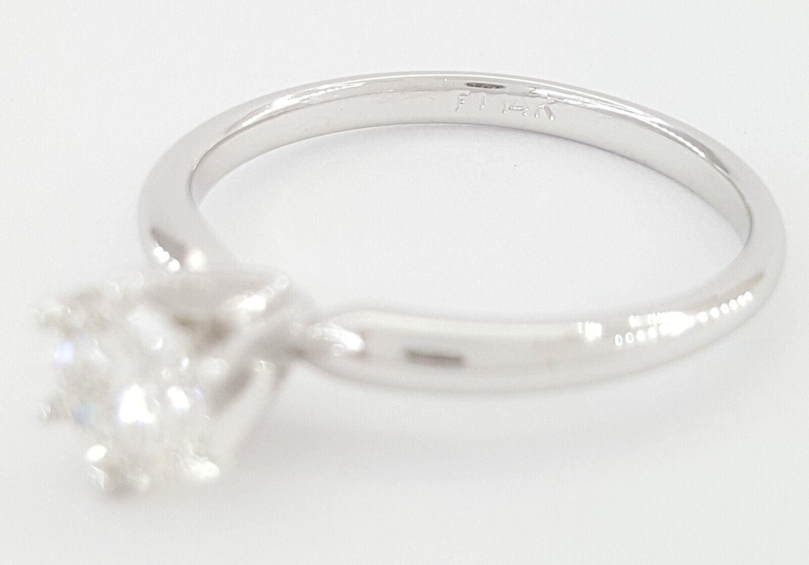 Round Brilliant Diamond Solitaire Engagement Ring 14k White Gold 0.6 ct GIA