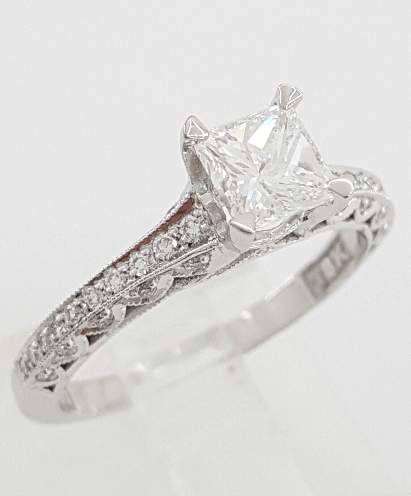 Tacori Classic Crescent Princess Cut Diamond Engagement Ring Platinum 1 ct 9.2K