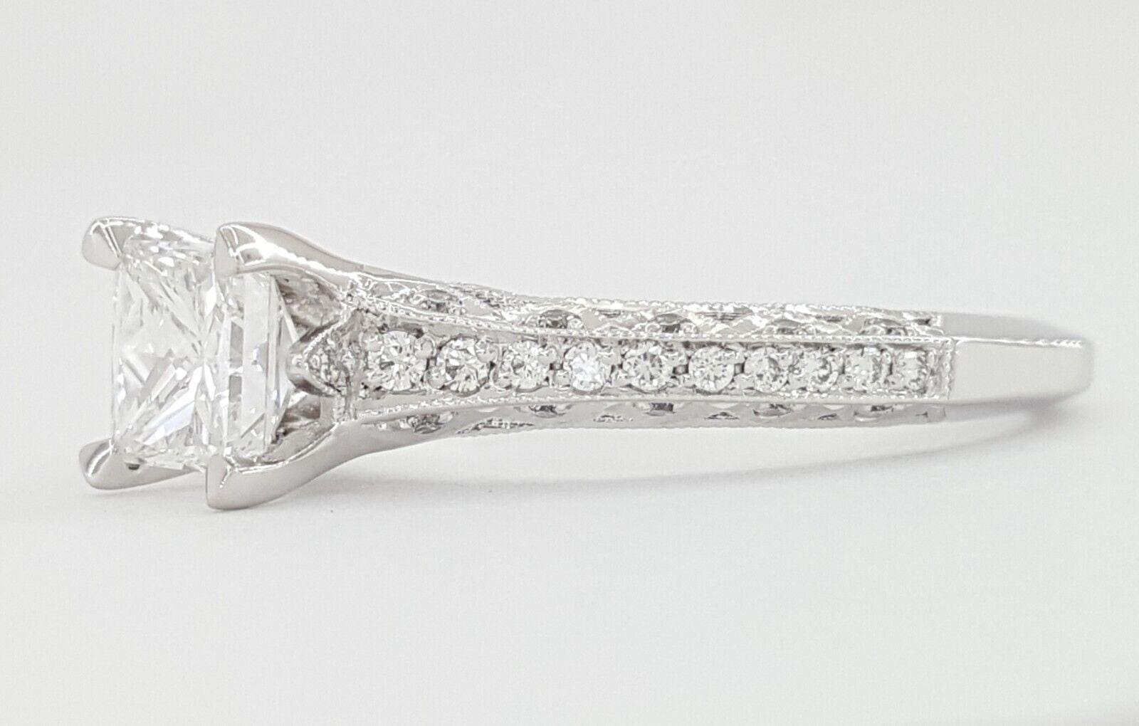 Tacori Classic Crescent Princess Cut Diamond Engagement Ring Platinum 1 ct 9.2K