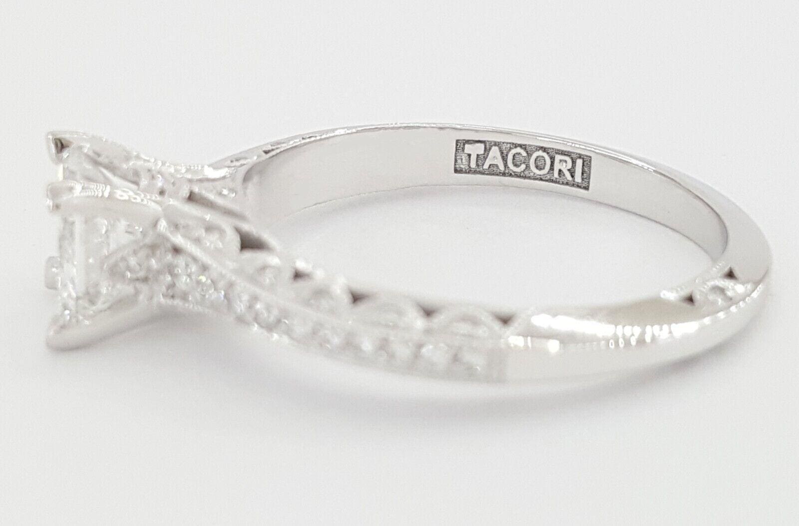 Tacori Classic Crescent Princess Cut Diamond Engagement Ring Platinum 1 ct 9.2K