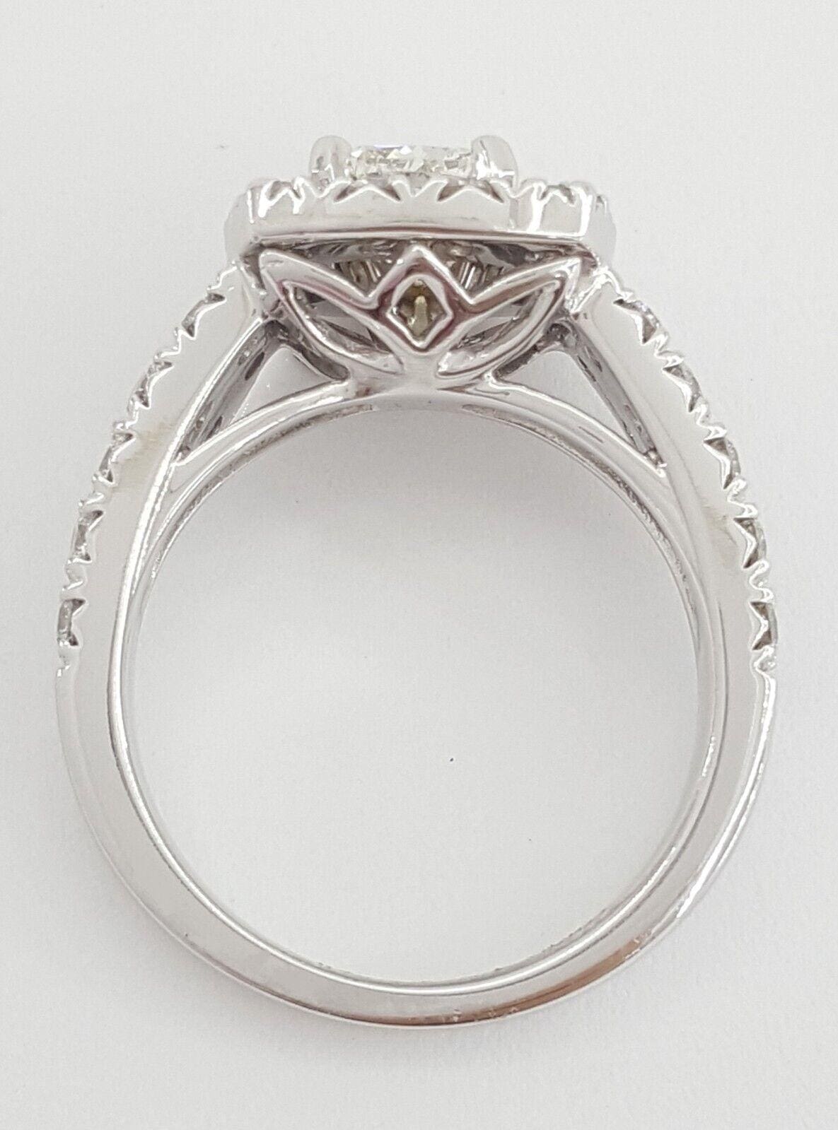 Cushion Cut Halo Diamond Engagement Ring 14k White Gold 2 ctw Retail 9k