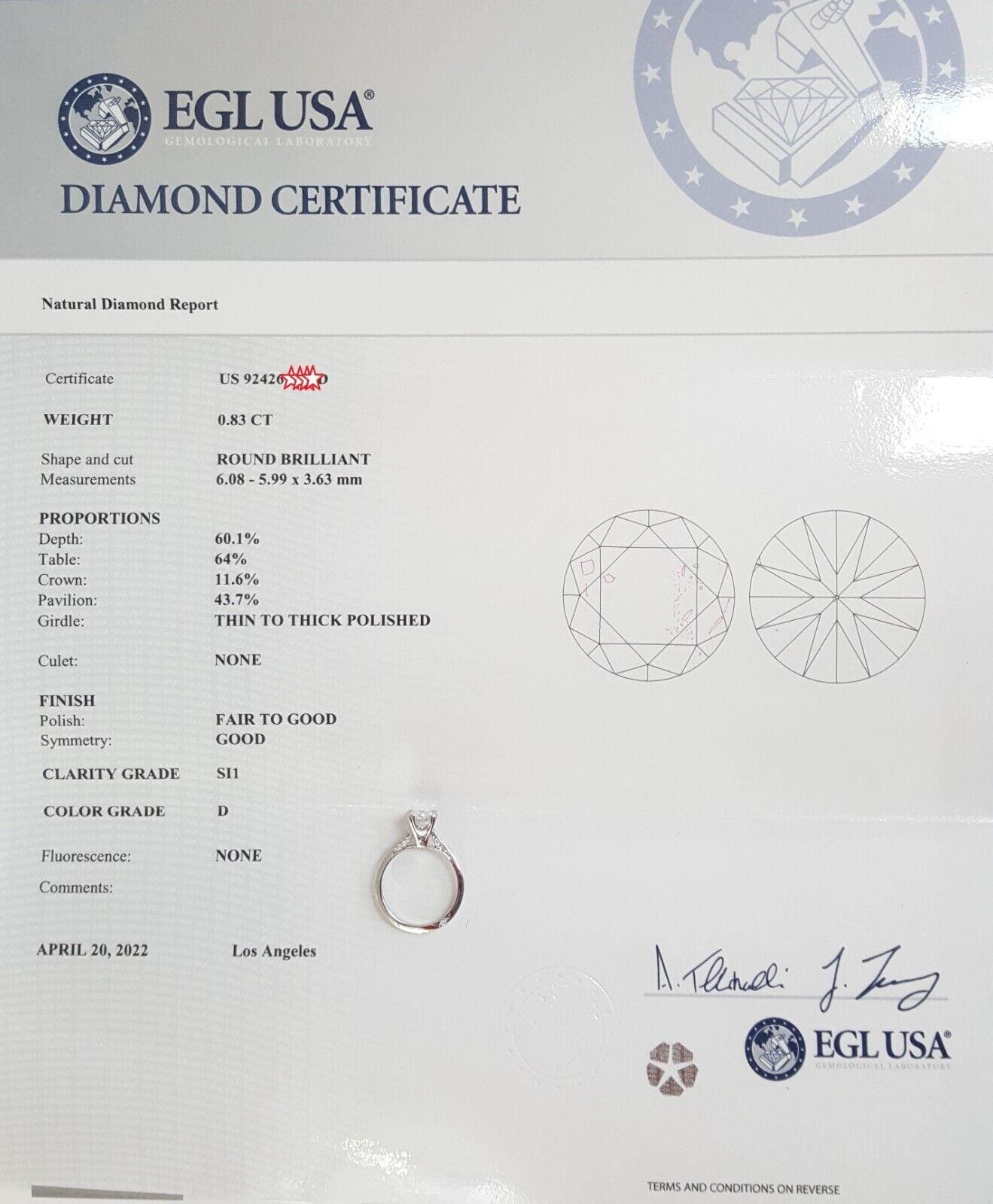 Simply TACORI 18K Gold 0.93 ct Round Solitaire Engagement Ring 2586RD6 Rtl 9,361