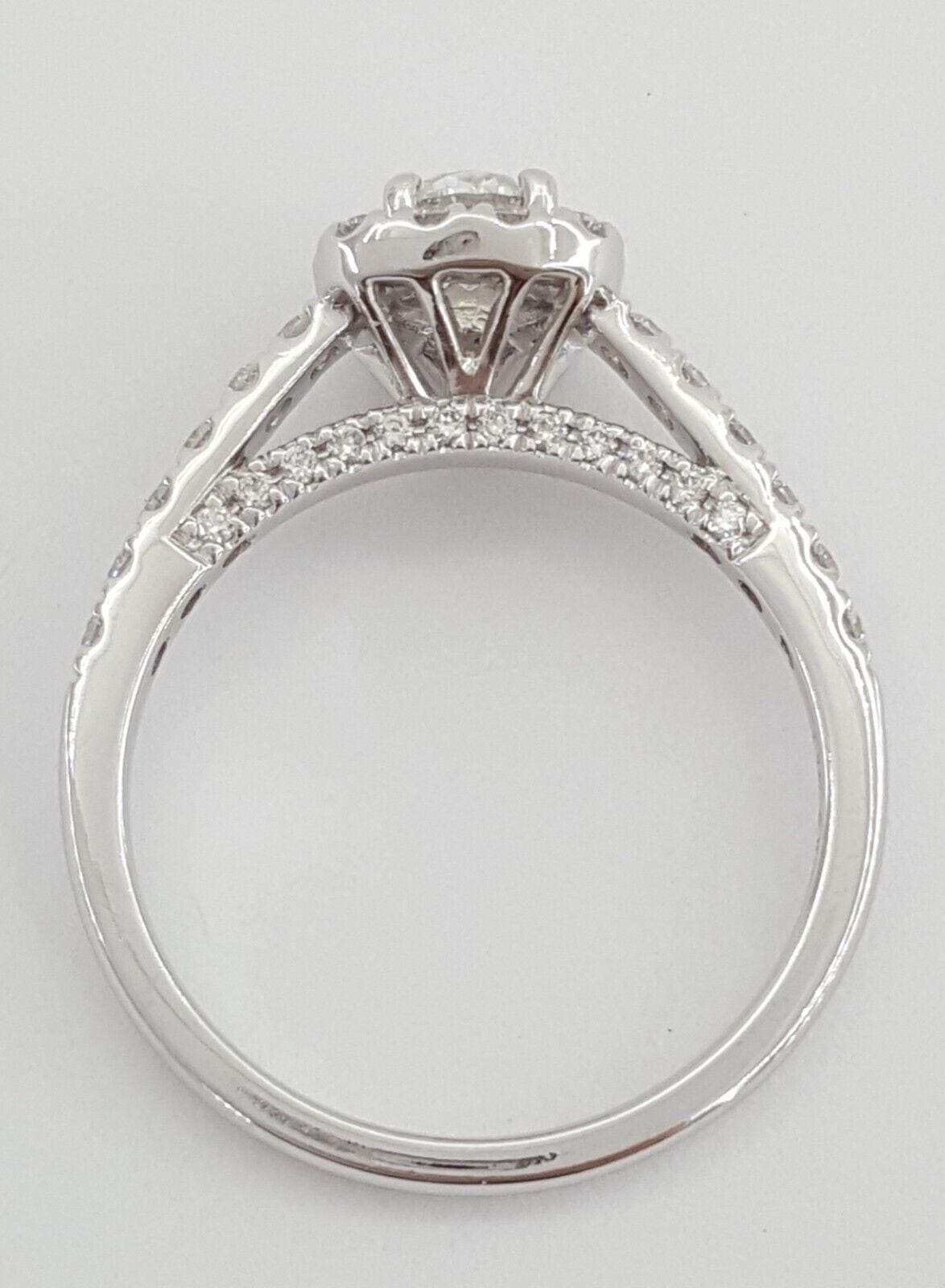 Round Brilliant Cut Diamond Halo 14k White Gold Engagement Ring 1.17 ct Rtl 5k