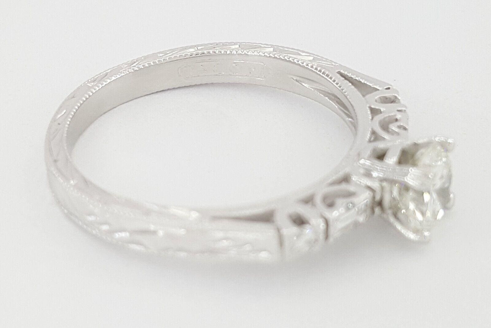 Tacori HT2222 Round Diamond Hand Engraved 0.69 ct Platinum Engagement Ring 5740