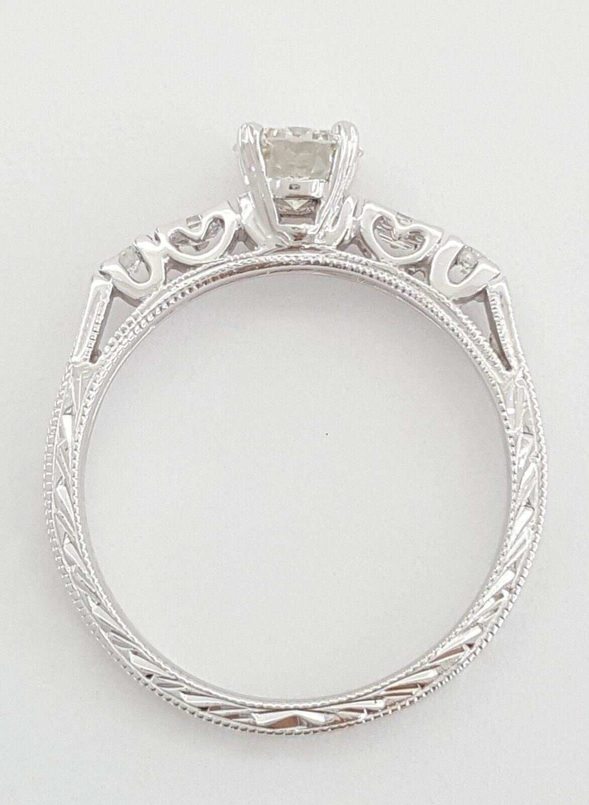 Tacori HT2222 Round Diamond Hand Engraved 0.69 ct Platinum Engagement Ring 5740