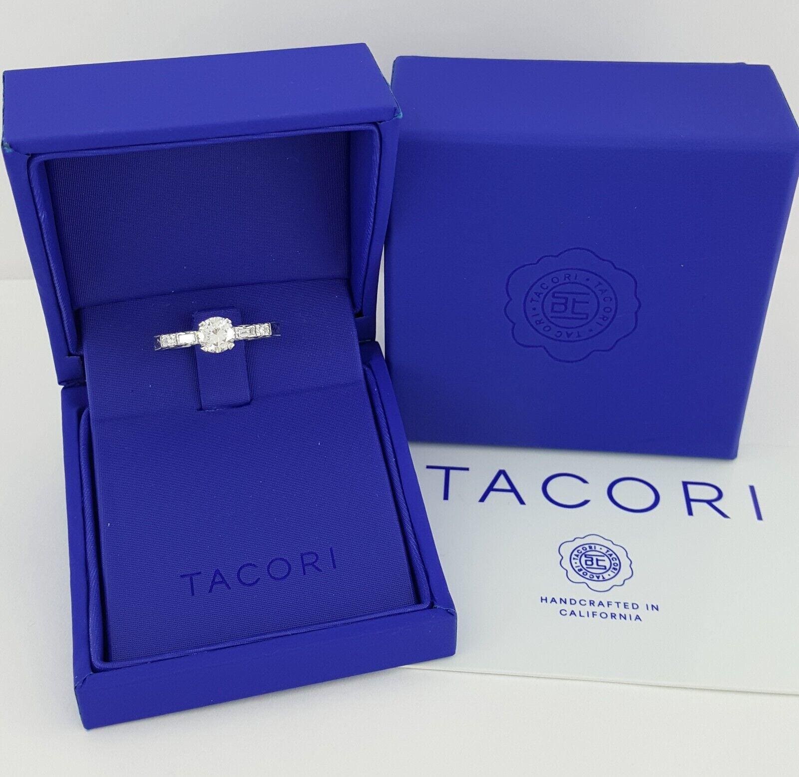 Tacori HT2222 Round Diamond Hand Engraved 0.69 ct Platinum Engagement Ring 5740