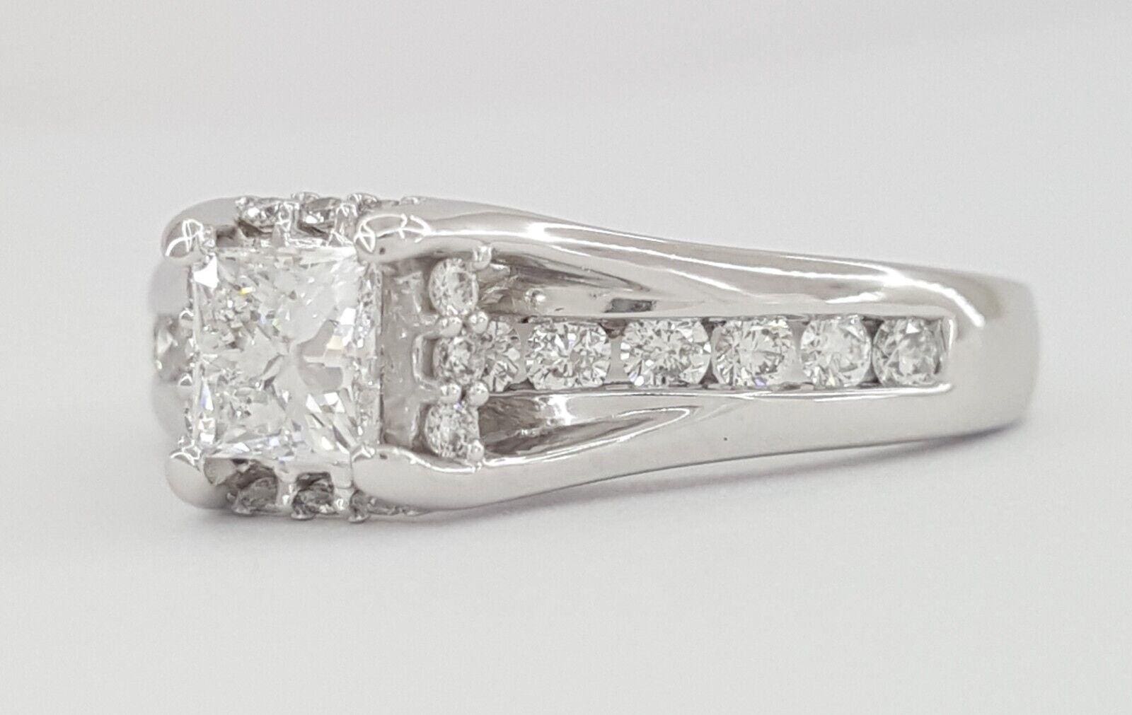 Princess Cut Diamond Halo Channel Set 1 ct 14k White Gold Engagement Ring