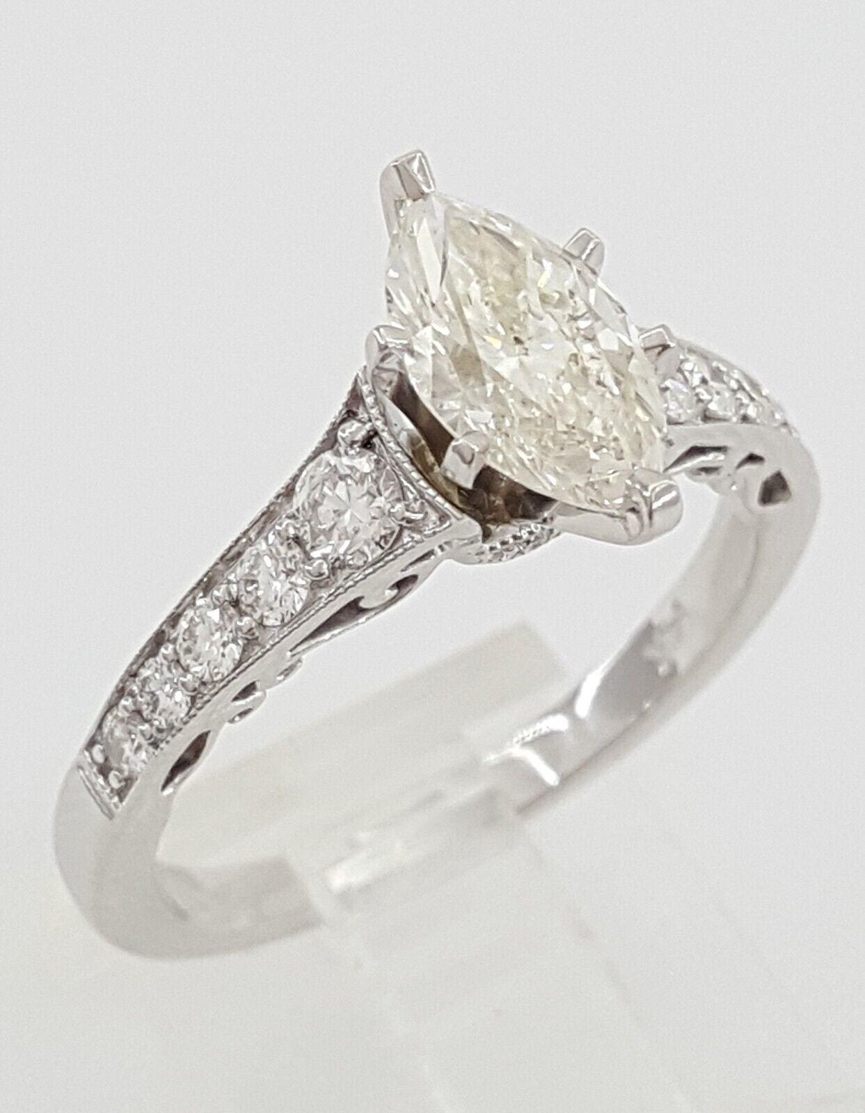 Marquise Cut Diamond 14K White Gold Engagement Ring 1.67 ct GIA Retail 8k