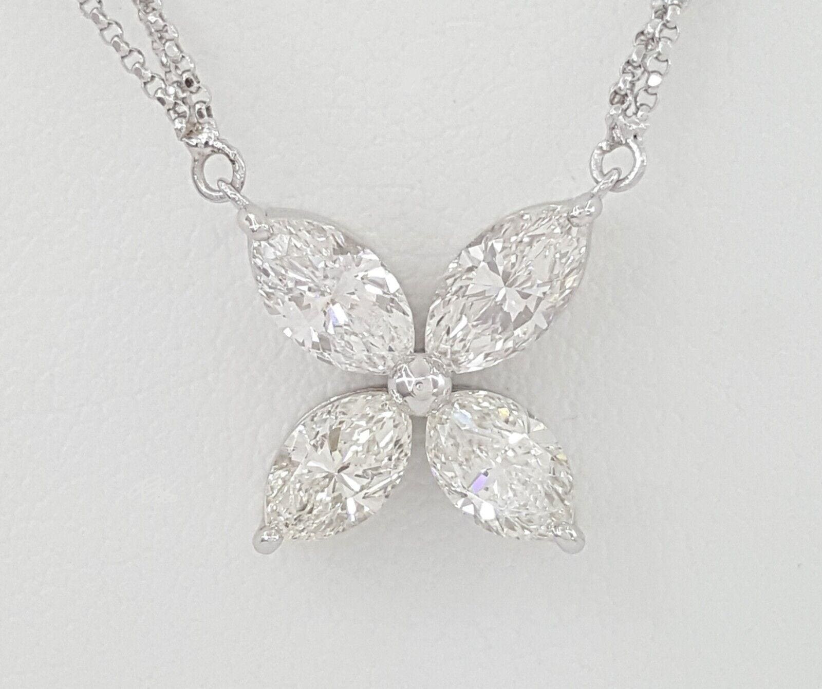 Victoria Marquise Diamonds Butterfly Necklace 18K 18" GIA 2.56 ct Retail 7,995