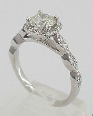 Platinum Round Brilliant Cut Diamond Halo Engagement Ring 1 ct Retail 6,000