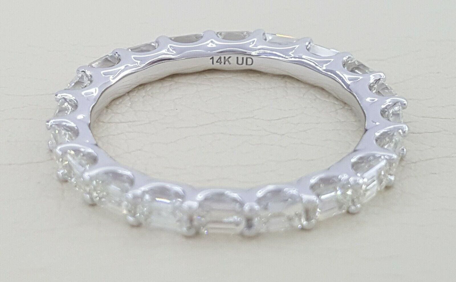 Emerald Cut Diamond Full Circle Eternity Wedding Anniv Ring 2.4 mm 14K Gold 2 ct