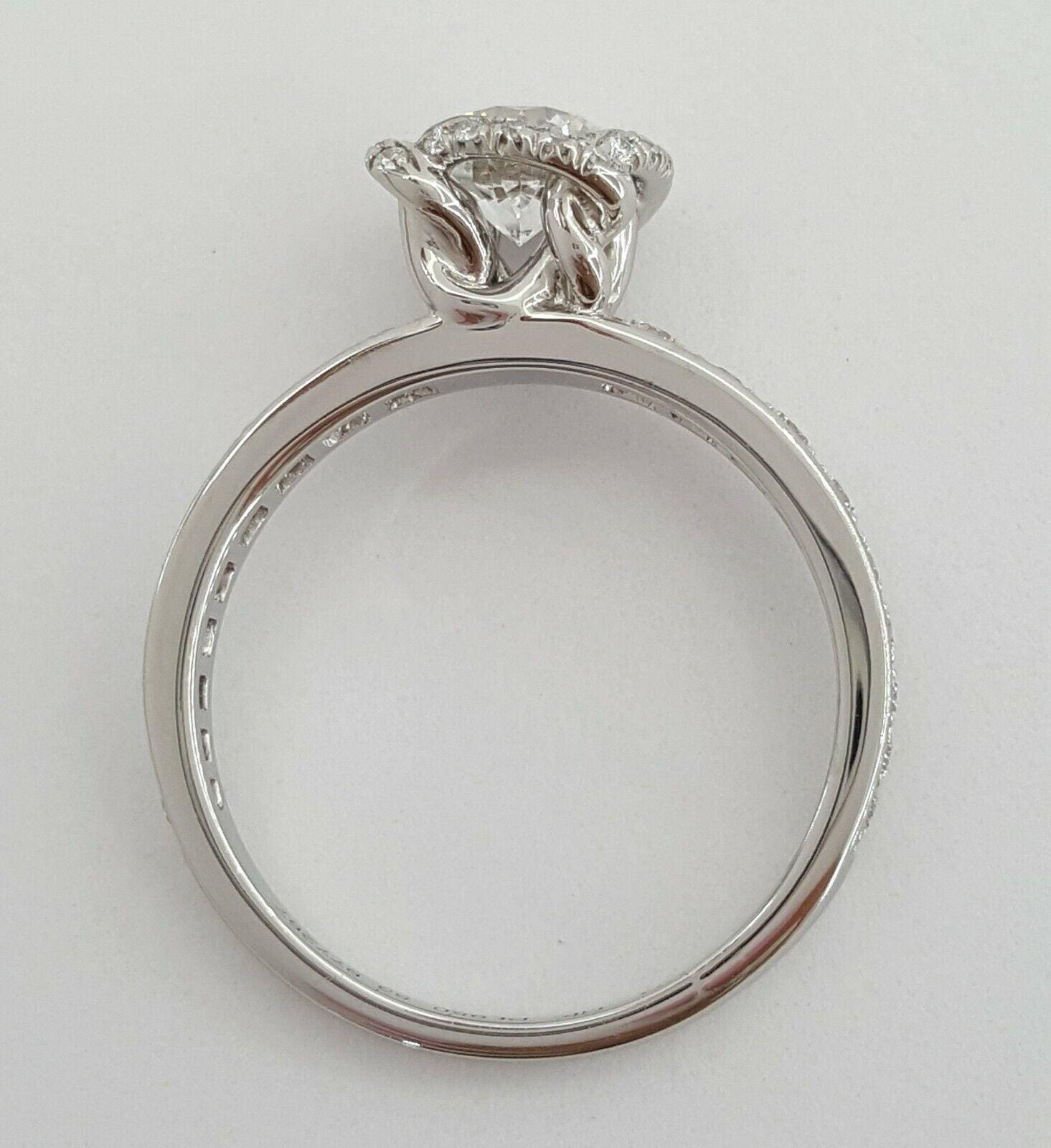 Fred of Paris Fleur Celeste Platinum Round Diamond Engagement Ring 1.24ct D/VVS1