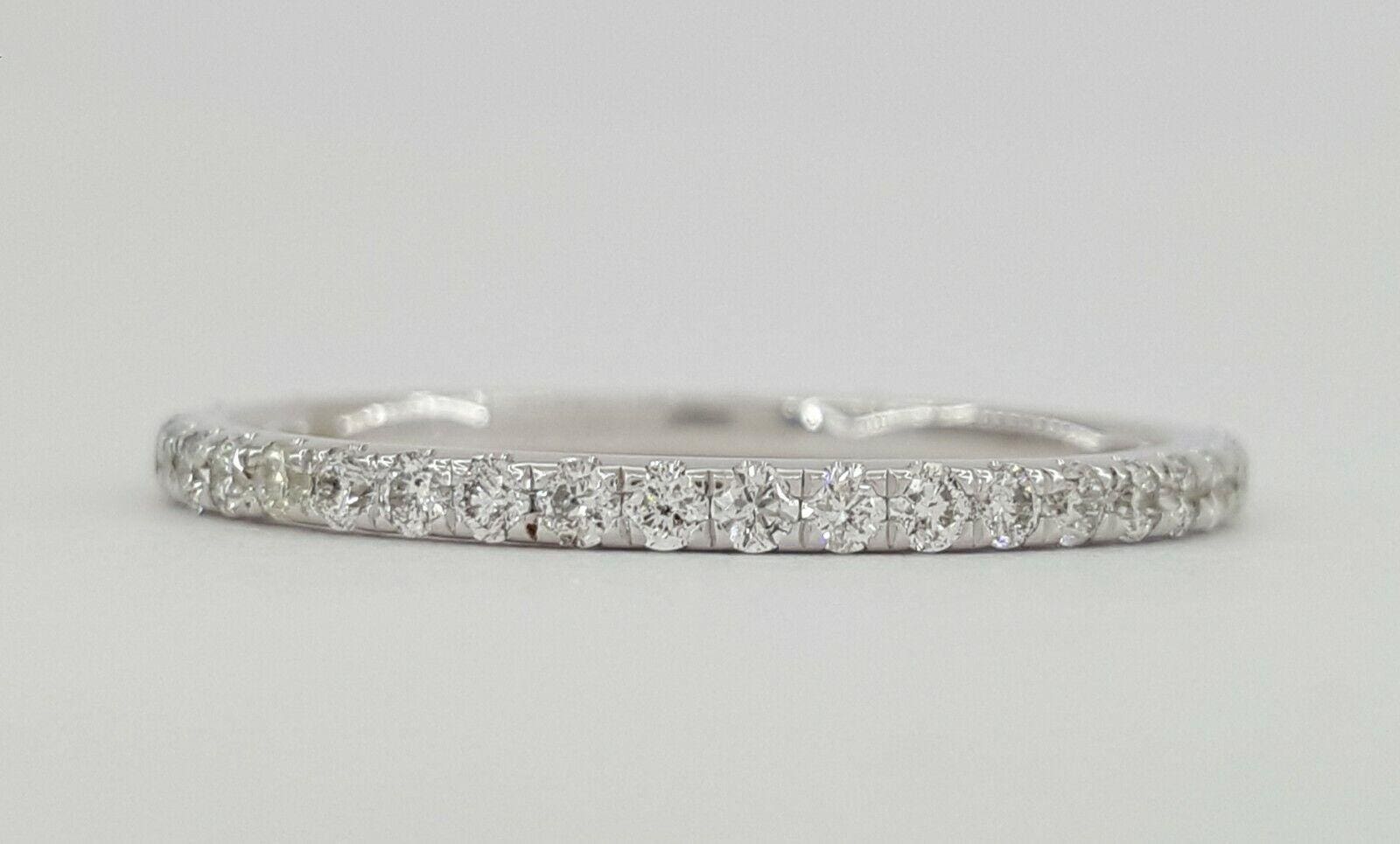 14k White Gold 0.63 ct Diamond Full Circle Eternity Wedding Band Ring Size 8