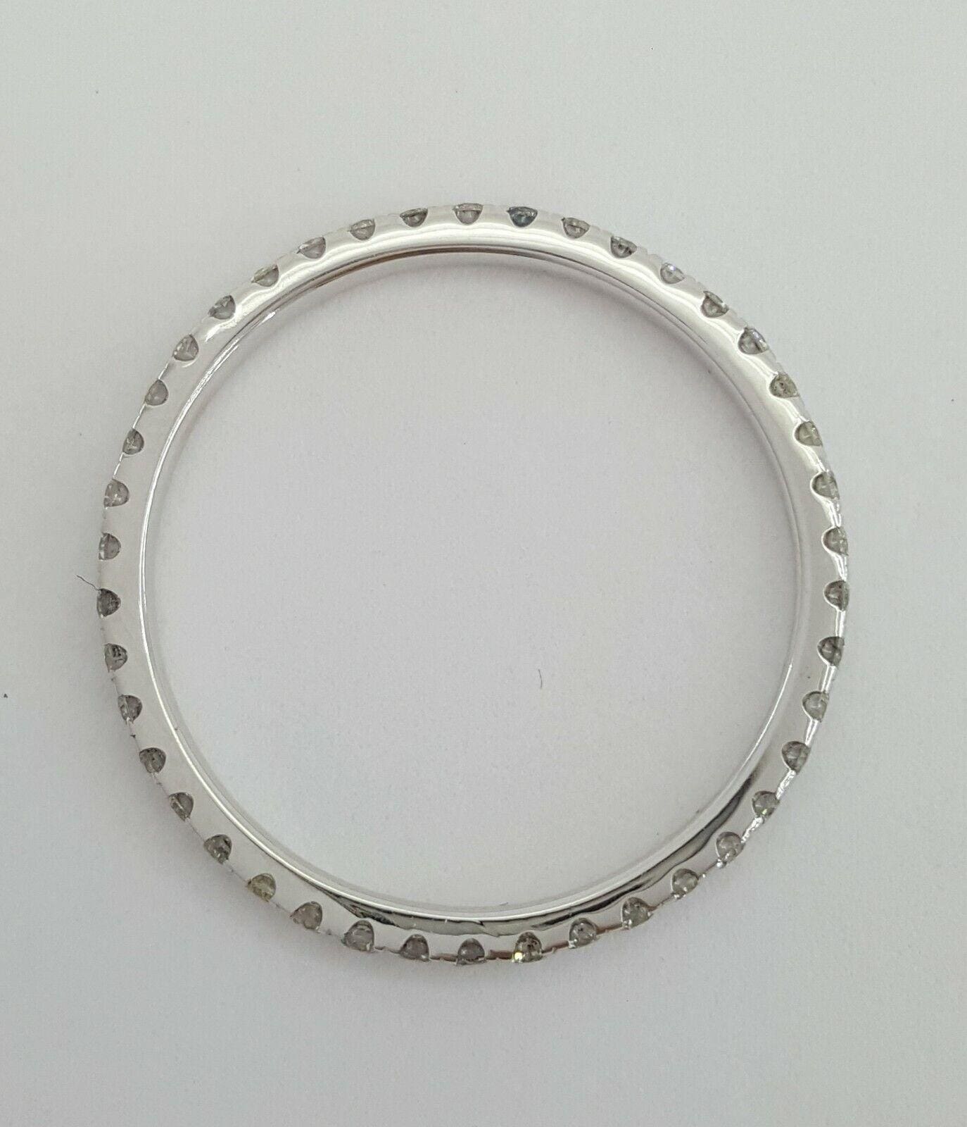 14k White Gold 0.63 ct Diamond Full Circle Eternity Wedding Band Ring Size 8