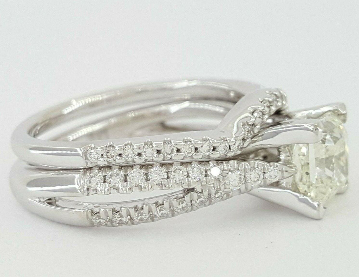 Princess & Round Cut Diamond Engagement Wedding Ring Set 1.8 ct Parade 18k