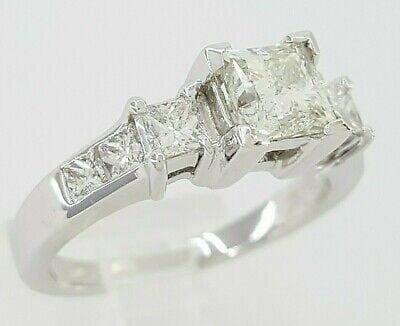 Platinum Three 3 Stone Princess Cut Diamond Engagement Ring 1.76 ct Rtl 12,900