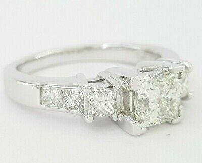 Platinum Three 3 Stone Princess Cut Diamond Engagement Ring 1.76 ct Rtl 12,900