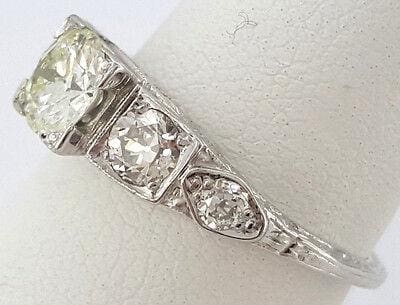 Vintage Round Diamond Engagement Ring 1.04 ct 18K White Gold EGL-USA Rtl 3,515