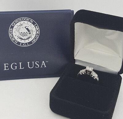 0.46 ct 14k W Gold Vintage Round Cut Diamond Engagement Ring EGL-USA Rtl 1,535
