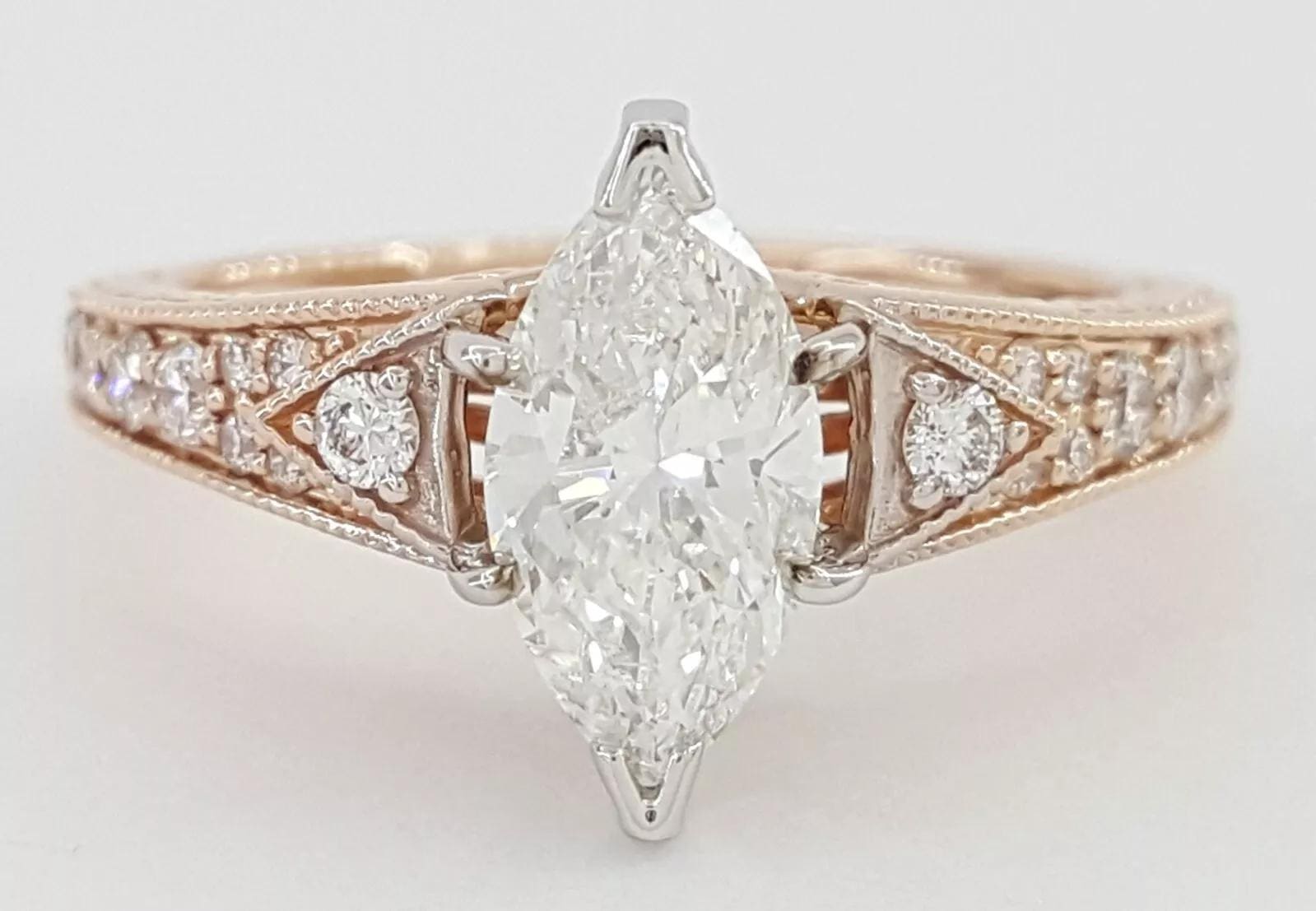 1.3 ct 14K Rose Gold Marquise Cut Diamond Engagement Ring GIA Retail 7,000