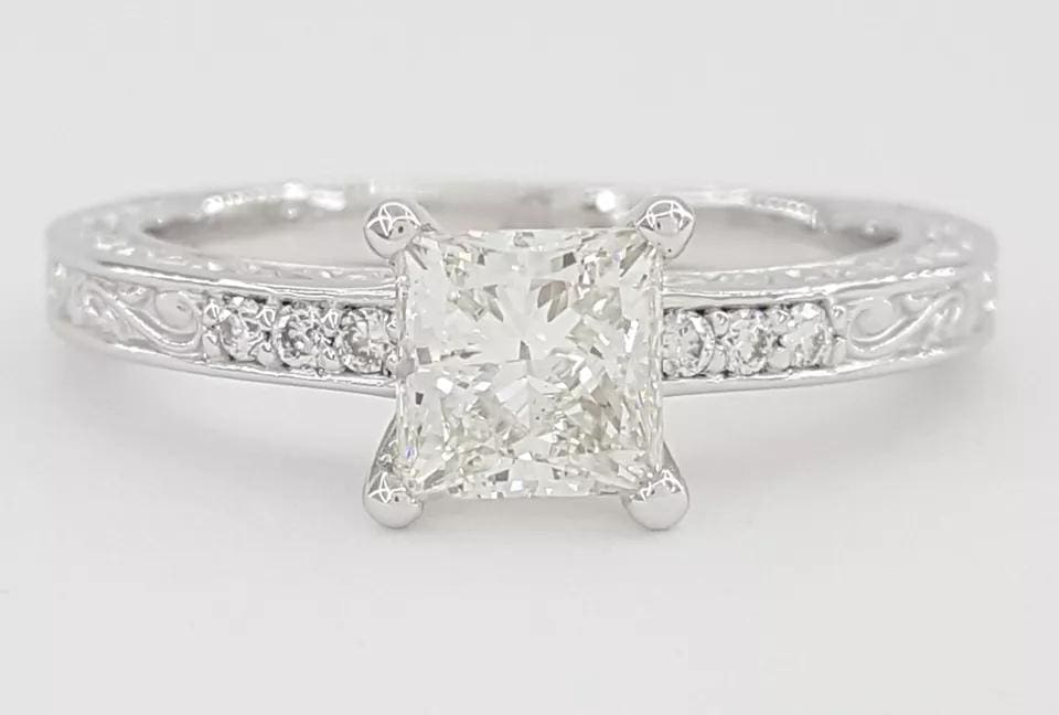 Princess Cut Diamond Solitaire Engagement Ring 1.06 ct 18K Gold GIA Rtl 6,500