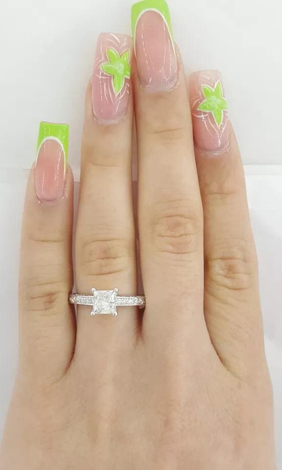 Princess Cut Diamond Solitaire Engagement Ring 1.06 ct 18K Gold GIA Rtl 6,500