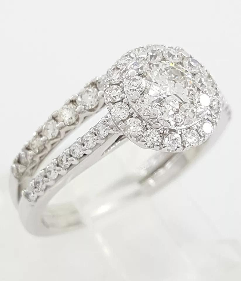 Round Diamond Halo Engagement Ring Set 1.25 ct 14k White Gold Rtl 3,995