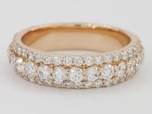 3-Row Pave Full Circle Eternity Diamond Band Ring 2.7 ct 14K Rose Gold 5.3mm 5K