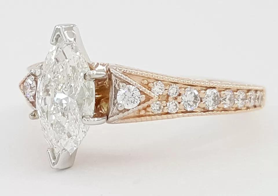 1.3 ct 14K Rose Gold Marquise Cut Diamond Engagement Ring GIA Retail 7,000