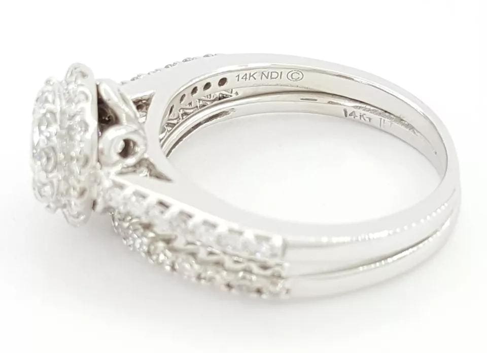 Round Diamond Halo Engagement Ring Set 1.25 ct 14k White Gold Rtl 3,995
