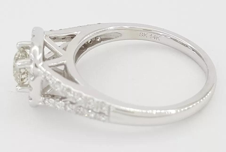 Round Brilliant Diamond Halo Engagement Ring 0.75 ct 14k White Gold Rtl 2,999