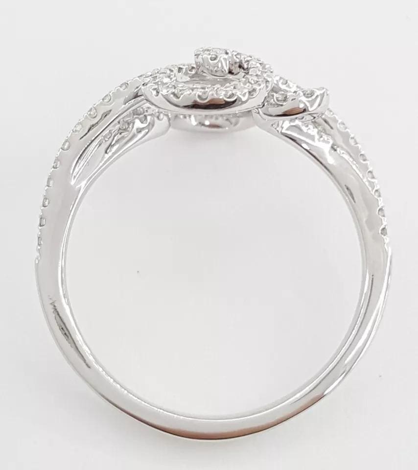 Round Brilliant Cut Diamond Swirl Statement Band Ring 0.51 ct 14k White Gold