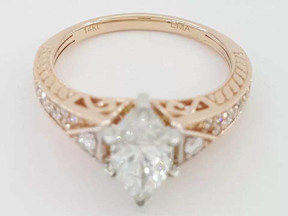 1.3 ct 14K Rose Gold Marquise Cut Diamond Engagement Ring GIA Retail 7,000