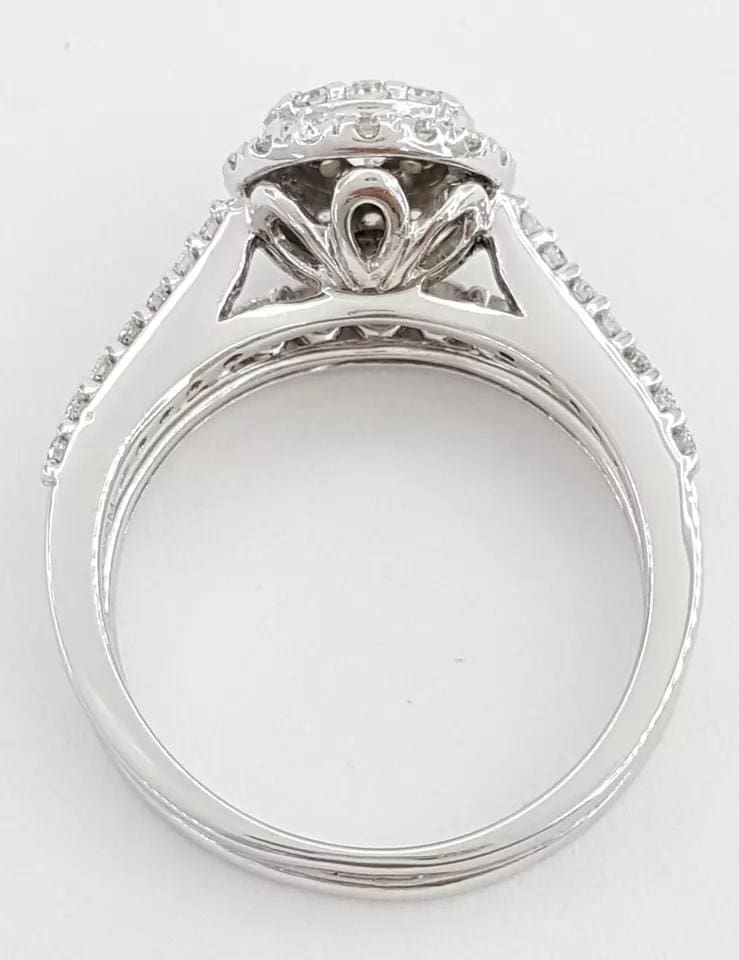 Round Diamond Halo Engagement Ring Set 1.25 ct 14k White Gold Rtl 3,995