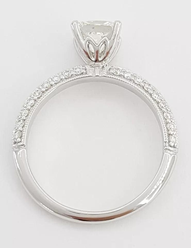 Princess Brilliant Cut Diamond Pave Engagement Ring 1.13 ct 14K WG Rtl 6K