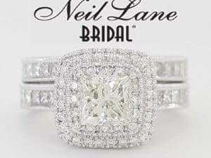 Neil Lane Princess Cut Diamond Halo Engagement Ring Set 2.5 ct 14K W Gold $8.5K