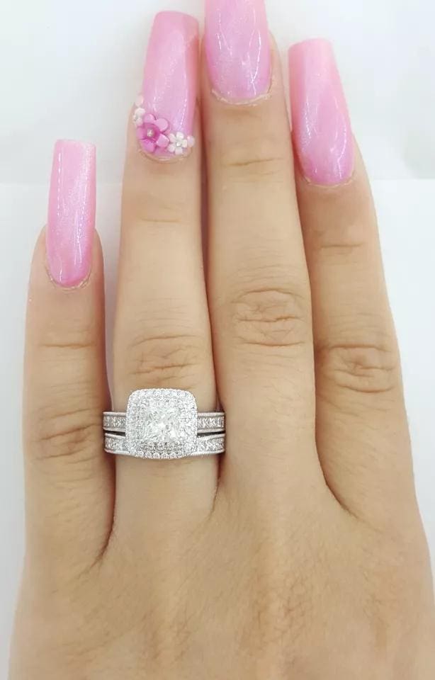 Neil Lane Princess Cut Diamond Halo Engagement Ring Set 2.5 ct 14K W Gold $8.5K